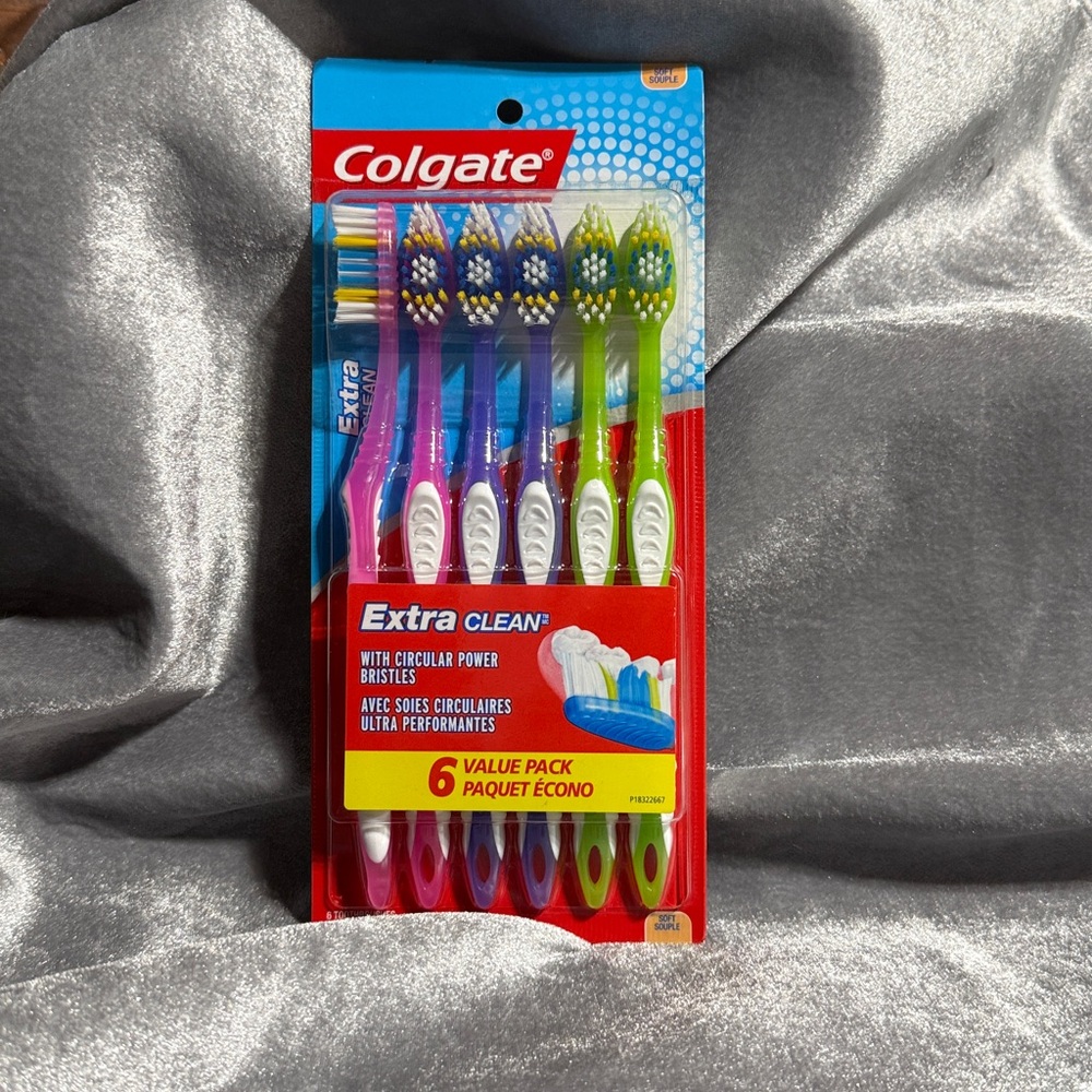 6 Pack Colgate Extra Clean Toothbrush, Adult Soft Bristle NIB